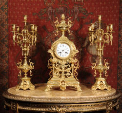Antique Clock Set ~ French Gilt Brass
