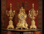 Large and Stunning Antique French Gilt Brass Clock Set