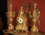 Large Antique French Gothic Candelabra Clock Set by Samuel Marti