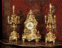2397 Japy Antique French Gilt Brass Classical Clock Set