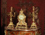 Antique French Rococo Boudoir Clock Set Mougin Gilt Brass