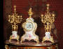 2312 Japy Freres Gilt Brass Pottery Clock Set