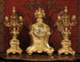 Superb Antique French Brass Rococo Clock Set H F Paris