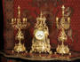 2326 Antique French Louis XV Gilt Brass Candelabra Clock Set