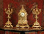Louis XVI Gilt Brass Clock Set by Vincenti