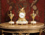 Antique Clocks ~ Ormolu and White Marble Bourdoir Antique French Clock Set