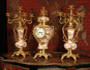 Large and Stunning Faience and Gilt Brass Clock Set