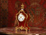 Ormolu and Red Veneer Boudoir Table Clock by Samuel Marti