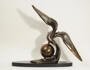 Art Deco Bronze Clock Seagull and Wave after Irenee Rochard