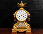 Japy Freres Ormolu and Sevres Porcelain Lions Mask Drum Head Antique French Clock 3789 