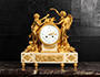 Antique French Ormolu and White Marble Clock Cupid and Psyche by Bagues Paris 3807 Antique French Ormolu and White Marble Clock Cupid and Psyche by Bagues Paris 3807