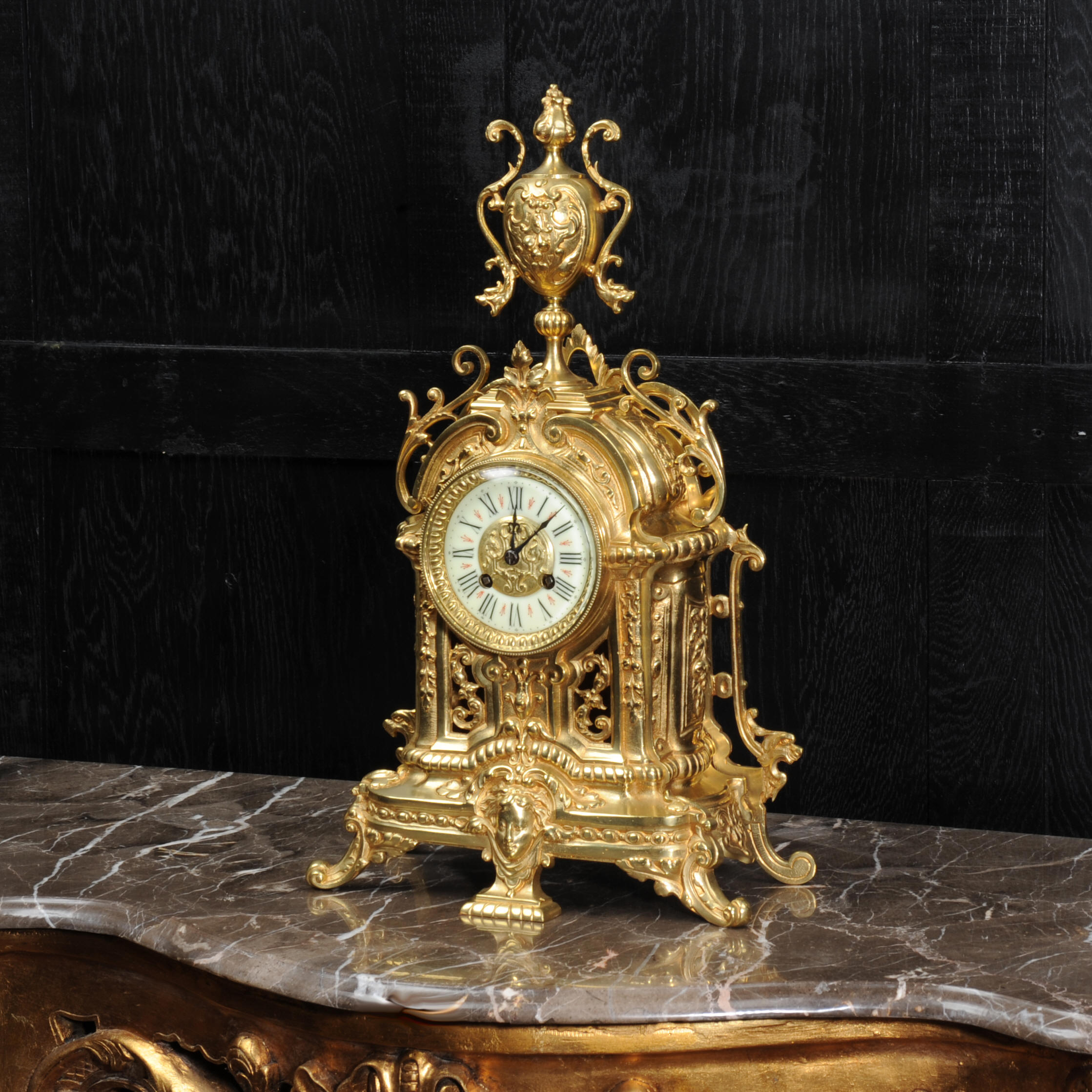 Louis Japy Antique French Gilt Brass Clock